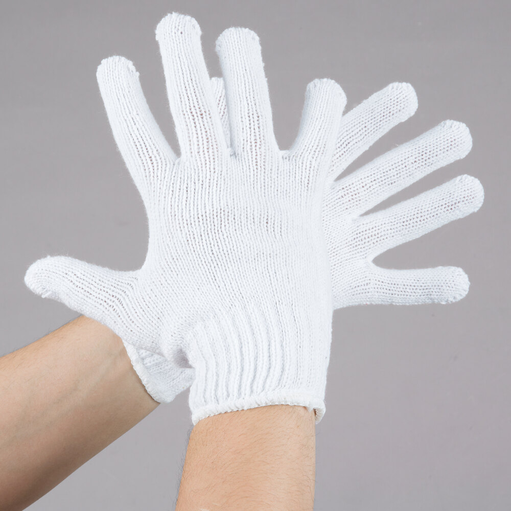 Standard Weight White Polyester / Cotton Work Gloves - Medium - Pair ...