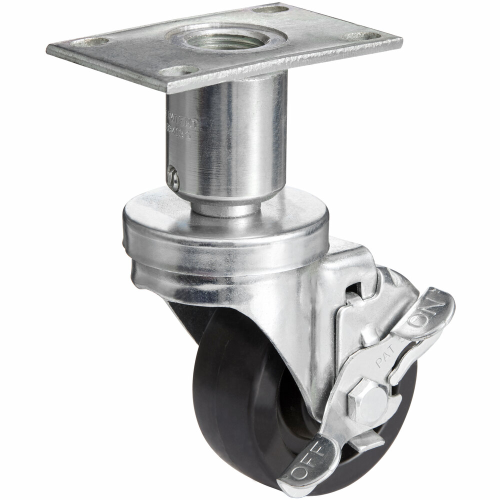 3" Adjustable Height Swivel Plate Caster with Brake