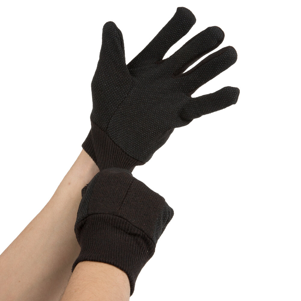 Men's Standard Weight Brown Polyester / Cotton Jersey Gloves with Mini