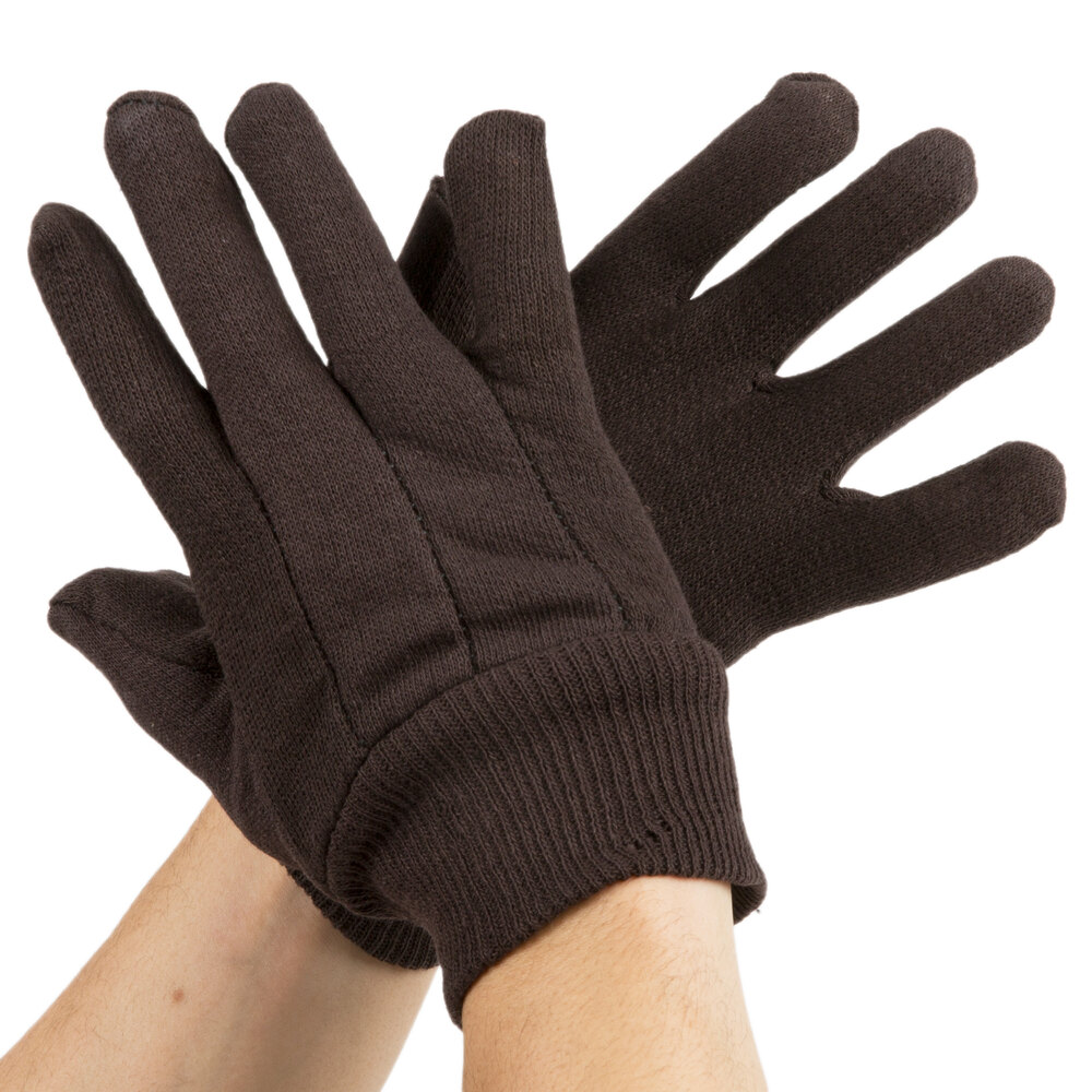Women's Medium Weight Brown Cotton Jersey Gloves Large Pair 12/Pack