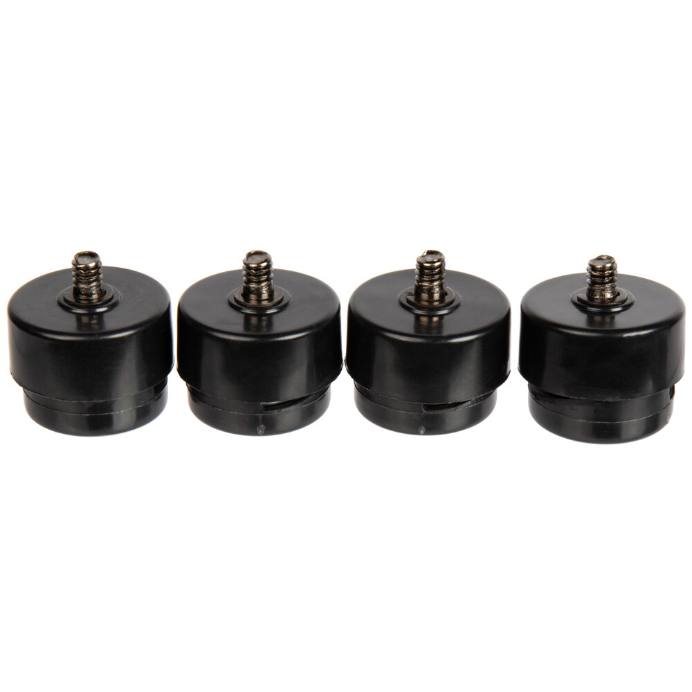 Four black round table leveler feet