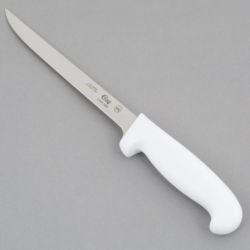 Choice 8" Narrow SemiStiff Fillet Knife with White Handle