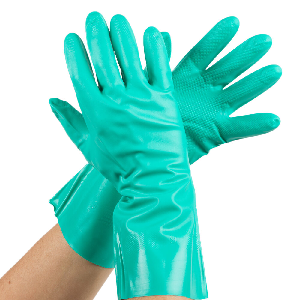 Standard 15Mil Green Embossed Unsupported Nitrile Gloves Extra Large