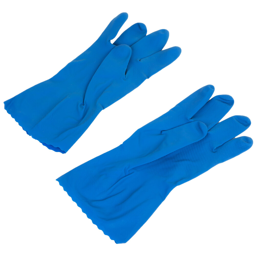 Standard 15Mil Blue Embossed Unsupported Latex Gloves Medium Pair