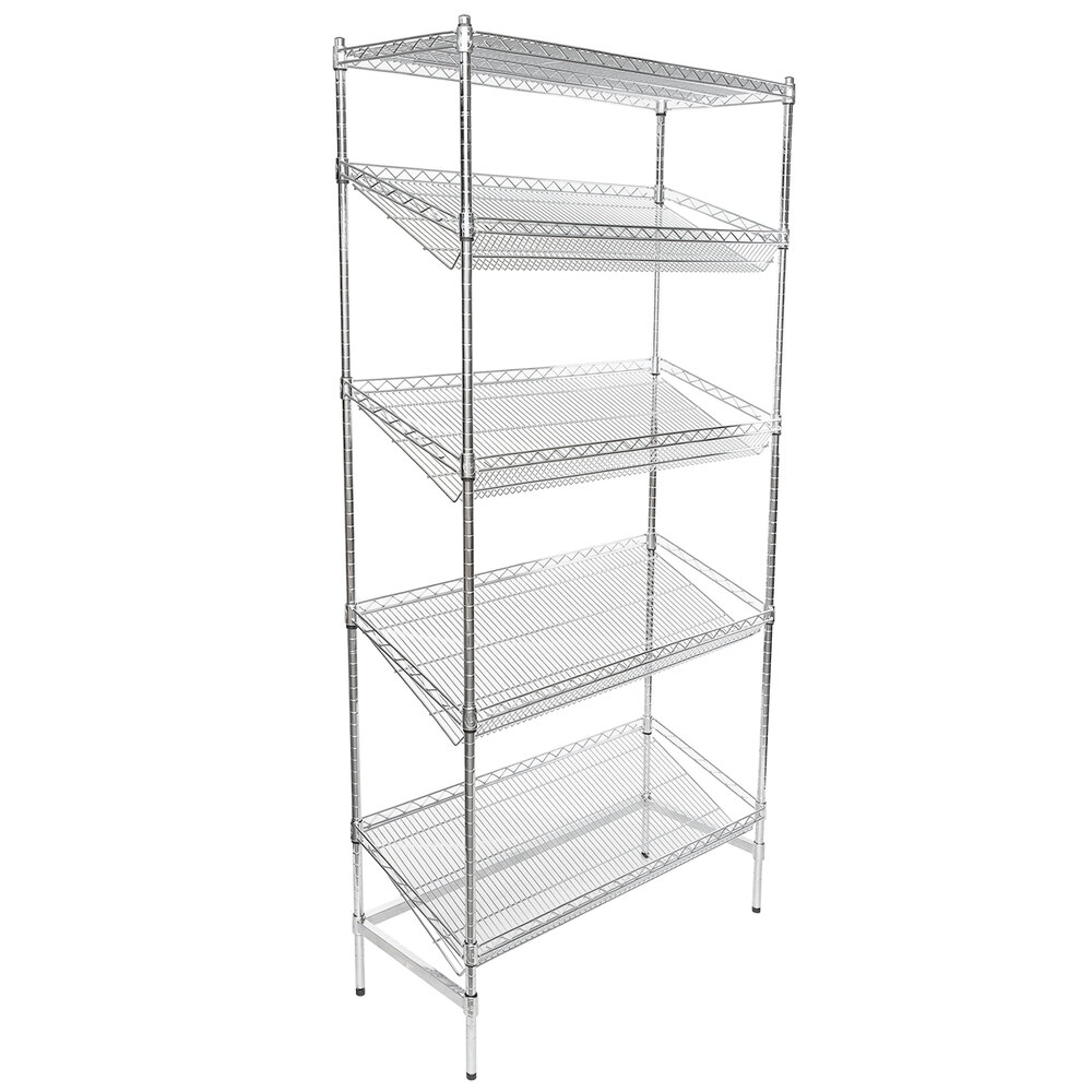 Regency Chrome 5Shelf Angled Stationary Merchandising Rack 18" x 36