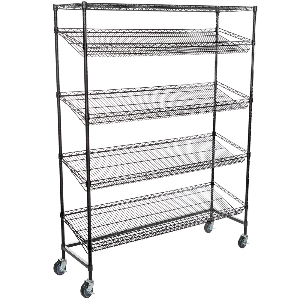Regency Black Epoxy 5Shelf Angled Mobile Merchandising Rack 18" x 60