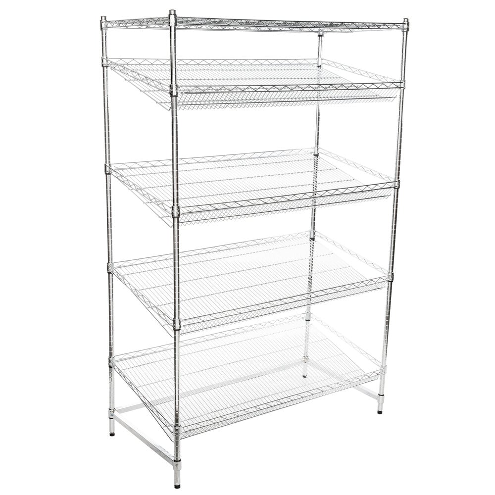 Regency Chrome 5-Shelf Angled Stationary Merchandising Rack - 24