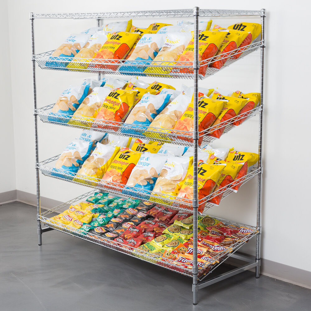 Regency Chrome 5Shelf Angled Stationary Merchandising Rack 24" x 60