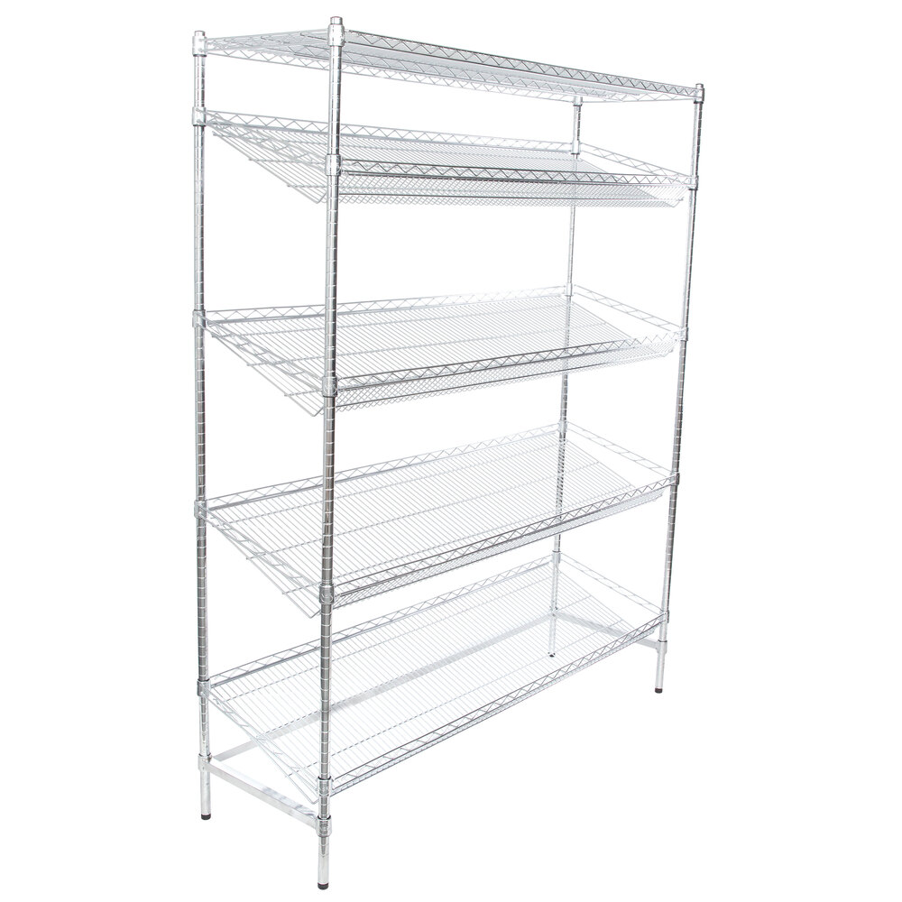 Regency Chrome 5-Shelf Angled Stationary Merchandising Rack - 18