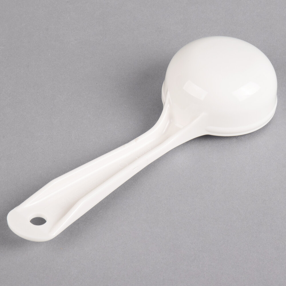 Carlisle 492602 Measure Misers 3 oz. White Short Handle Portion Spoon