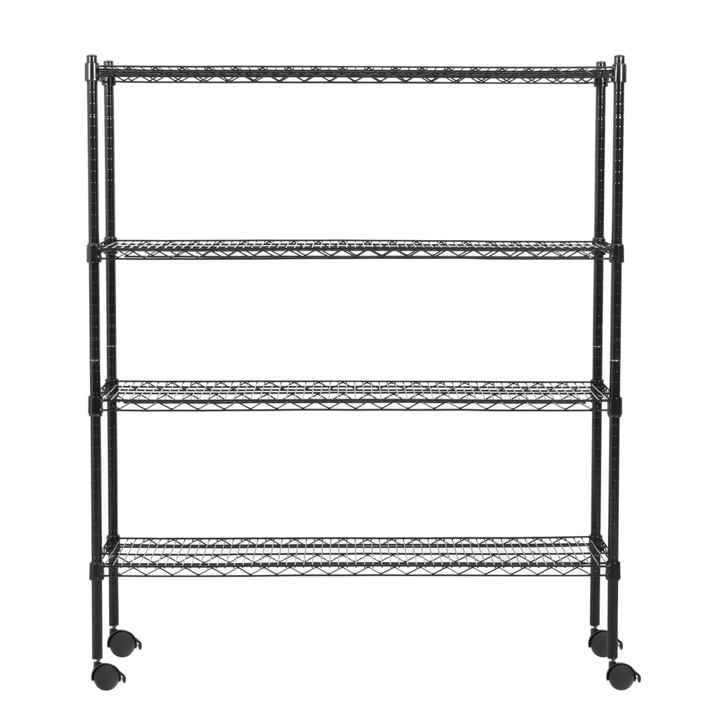 360 Office Furniture 14" x 48" Black Wire Shelving Unit with 54" Posts