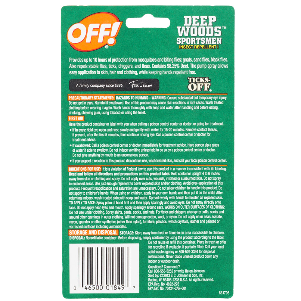 SC Johnson OFF!® 611090 1 oz. Deep Woods® Sportsmen Insect Repellent I ...