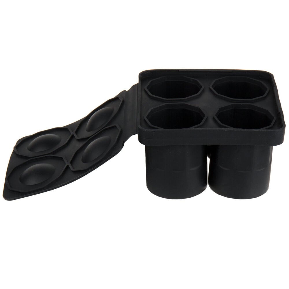 Tablecraft BSST Black Silicone 4 Compartment 1 oz. Round Shot Glass Ice