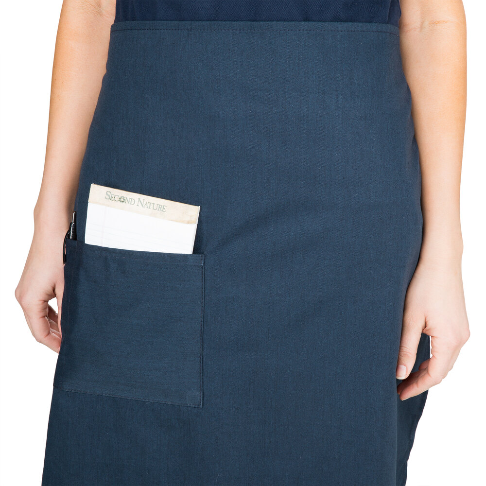 Choice Navy Blue Bistro Apron with Pocket - 34