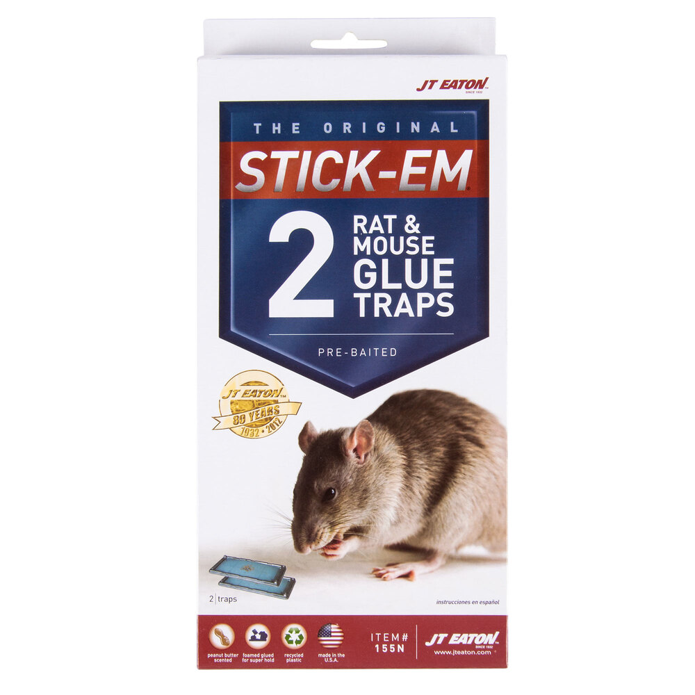 JT Eaton 155N Stick-Em Large Rat and Mouse Glue Trap - 2/Pack