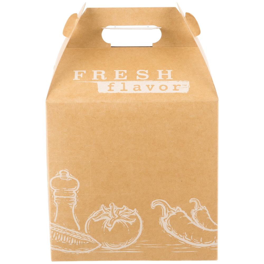 8" x 6" x 8" Barn Take Out Lunch Box / Chicken Box with Cup Holder and