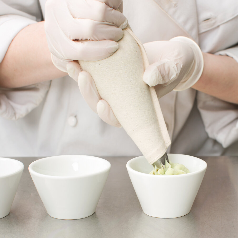 Chef using a canvas pastry bag