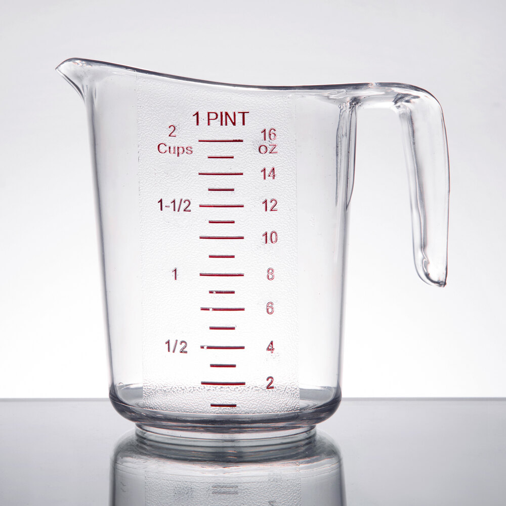 Choice 1 Pint Clear Plastic Measuring Cup with Gradations