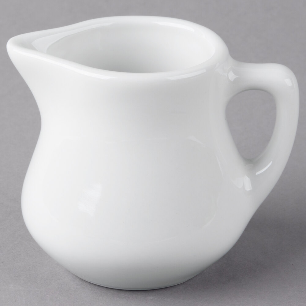 Tuxton BWR-035 DuraTux 3.5 oz. White China Creamer Pourer - 12/Case