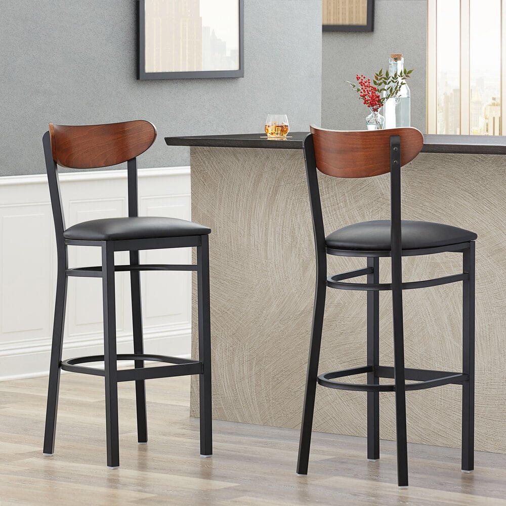 Lancaster Table & Seating Boomerang Bar Height Black Chair with Black ...