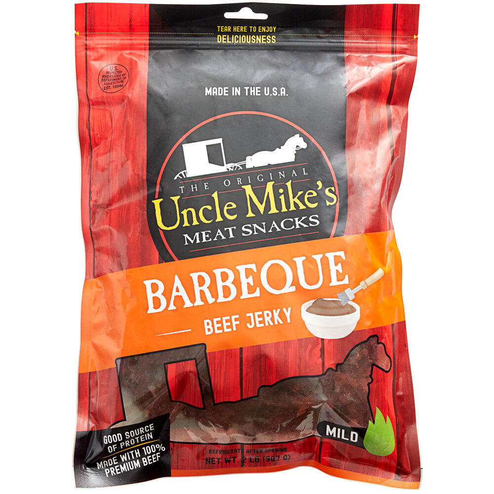 Uncle Mike's BBQ Flavor Beef Jerky 2 lb. Bag 4/Case