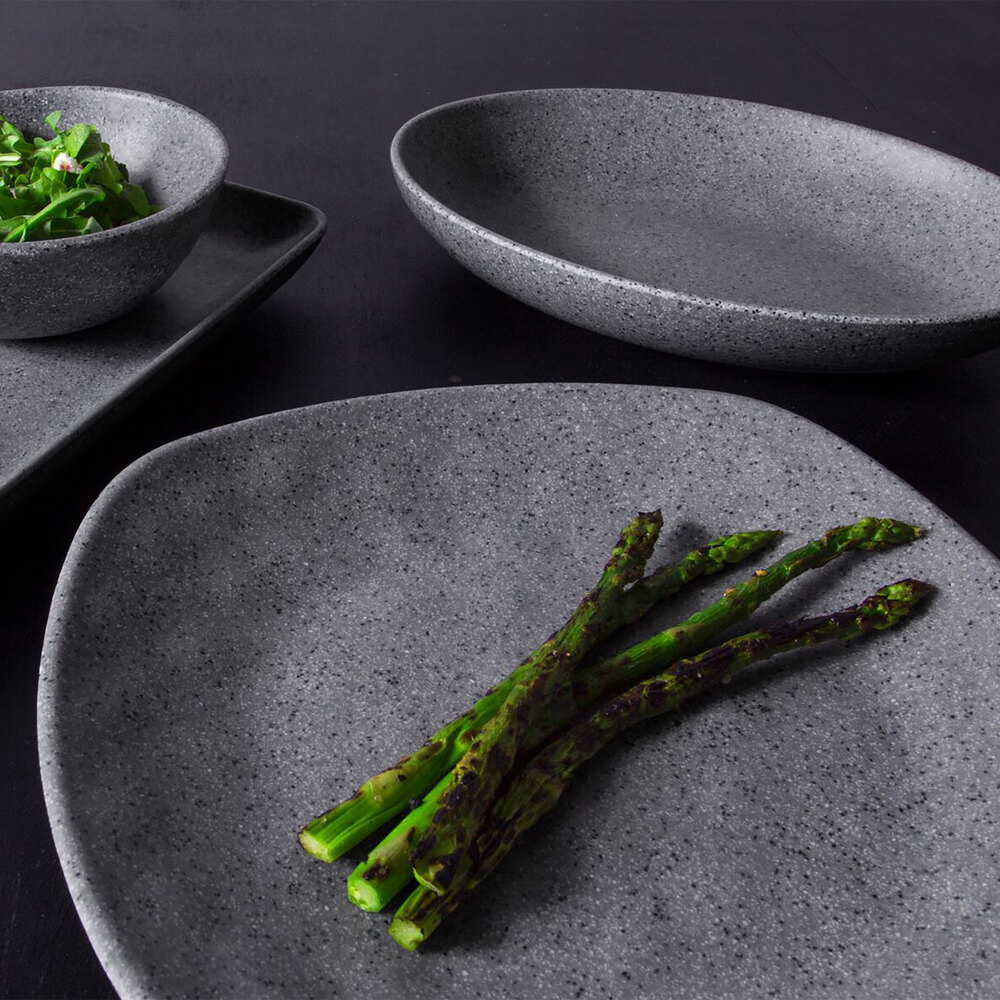 Elite Global Solutions RT10SQGS Tenaya 10" Granite Stone Square Melamine Plate with Rounded