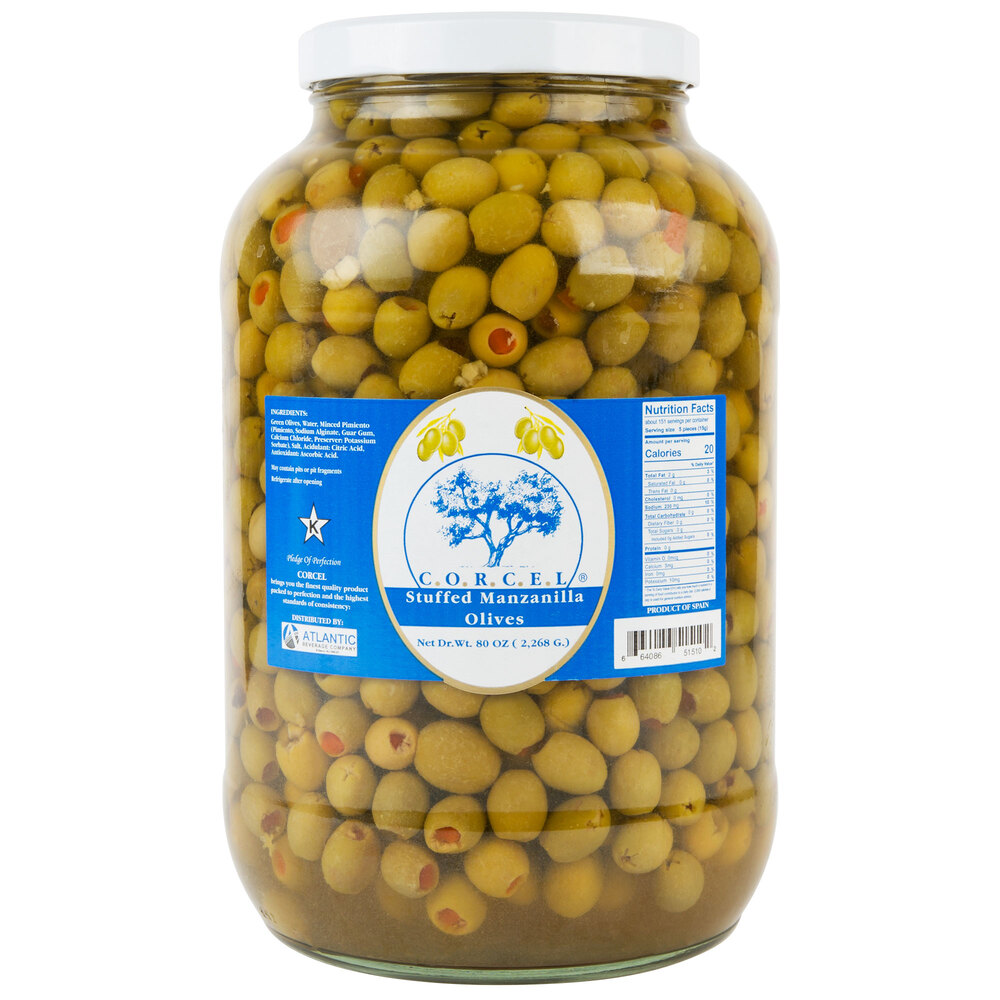 1 Gallon Stuffed Manzanilla Olives 340/360 Count