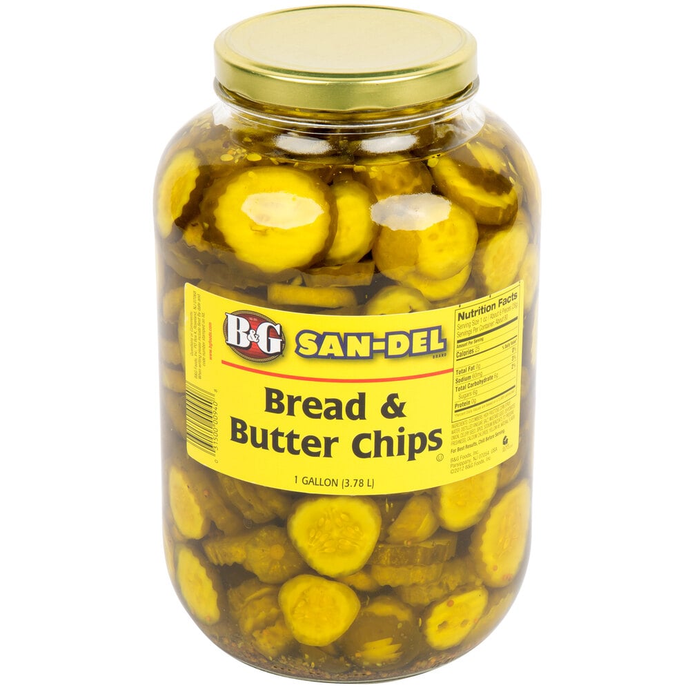 B&G 1 Gallon Sliced Bread and Butter Pickle Chips 4/Case