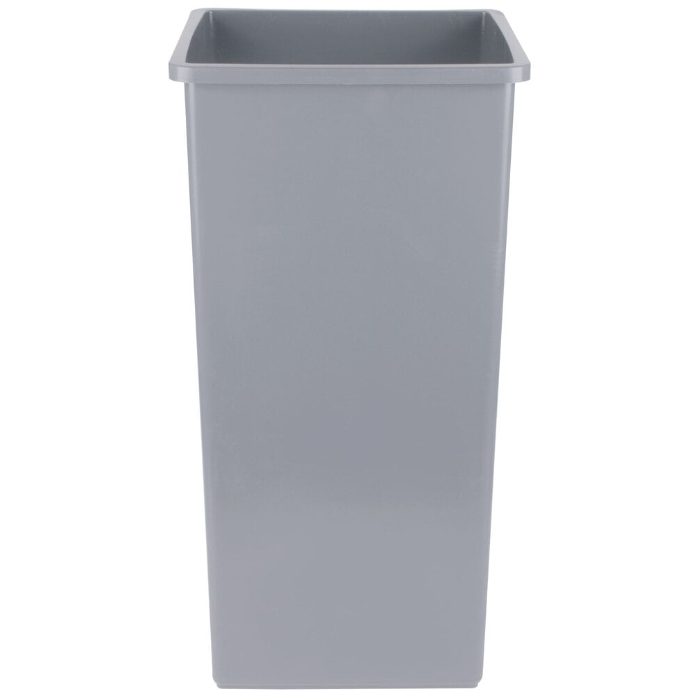 Continental 32GY Swingline 32 Gallon Gray Square Commercial Trash Can