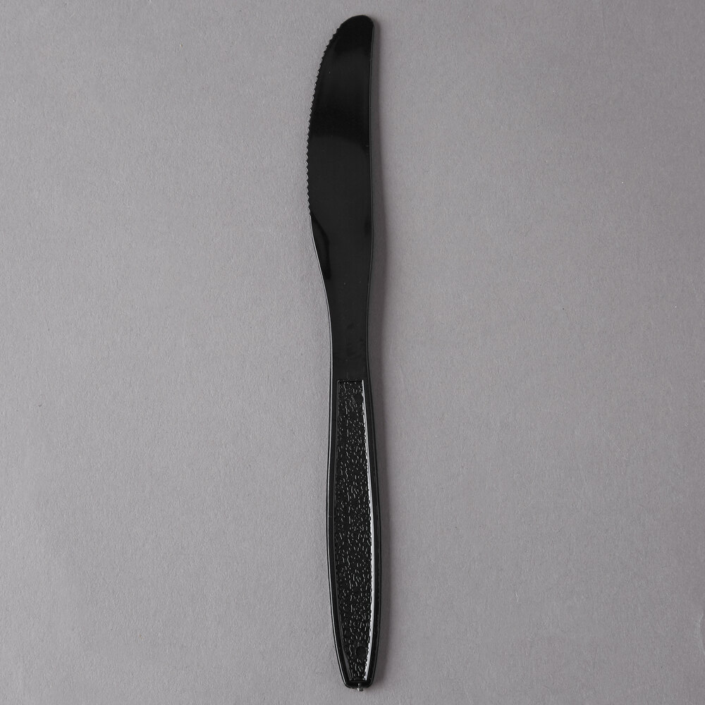 Visions Individually Wrapped Black Heavy Weight Plastic Knife 1000/Case
