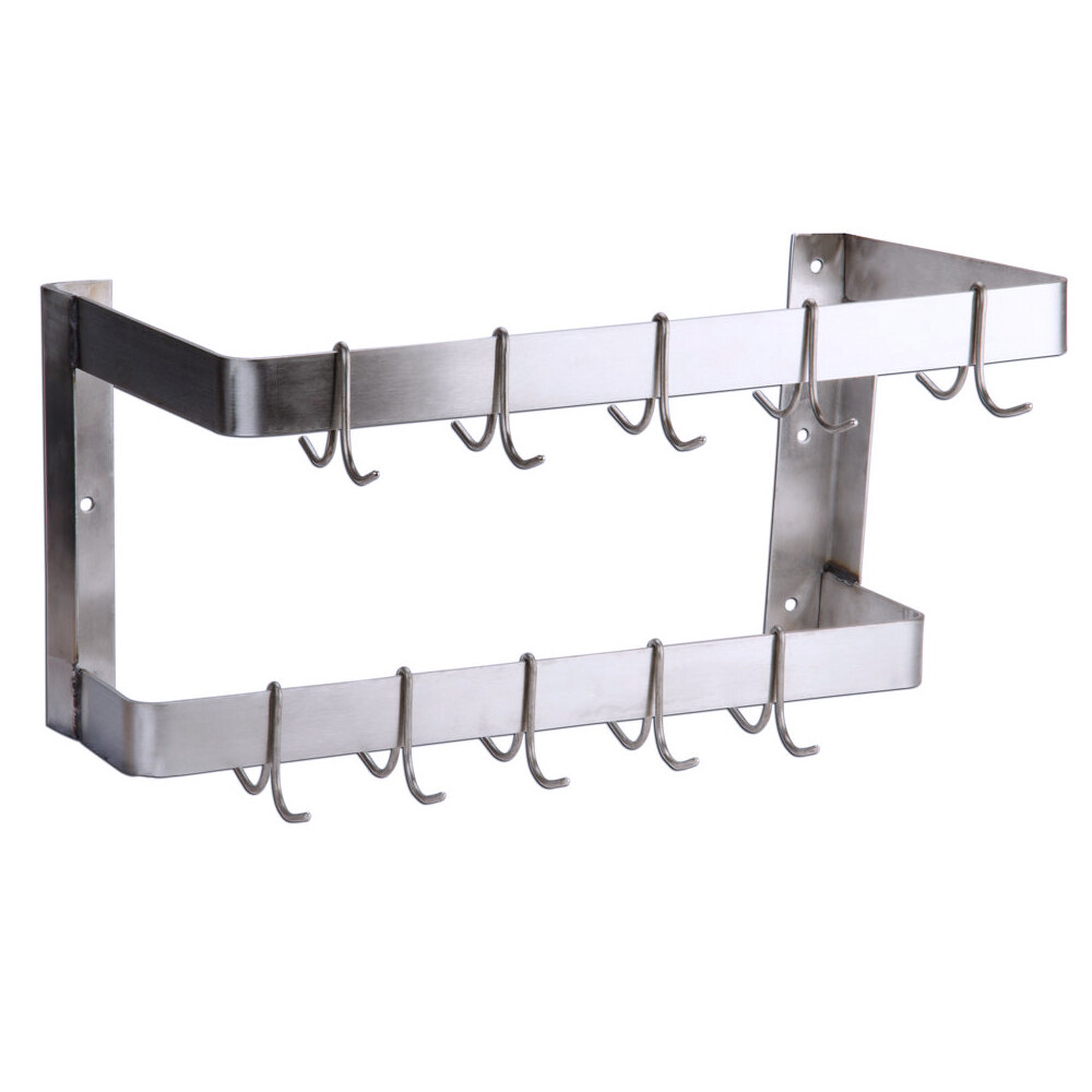 Wall Mounted Pot Racks Regency Regency 24 Inch Stainless Steel Wall Mounted Double Line Pot Rack With 18 Galvanized G