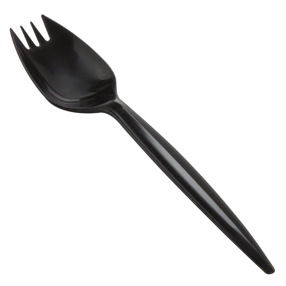 Choice Medium Weight Black Plastic Spork 100/Pack