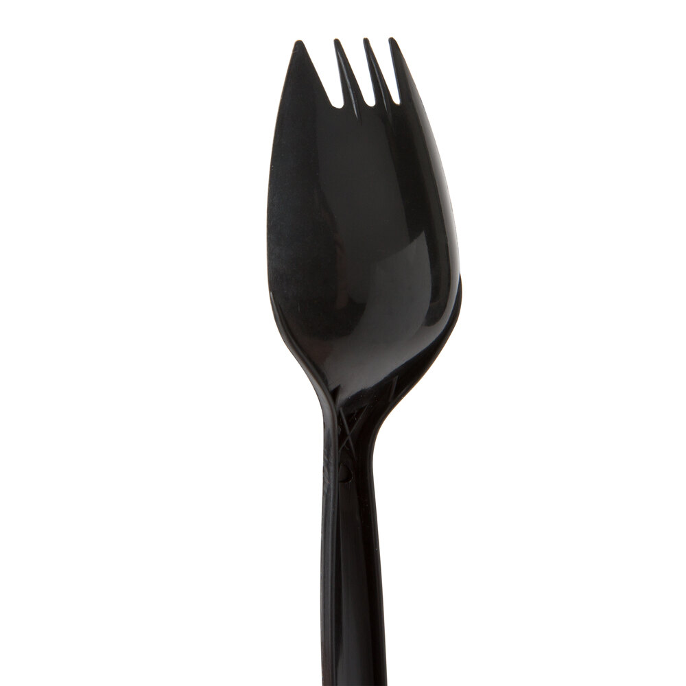 Choice Medium Weight Black Plastic Spork 100/Pack
