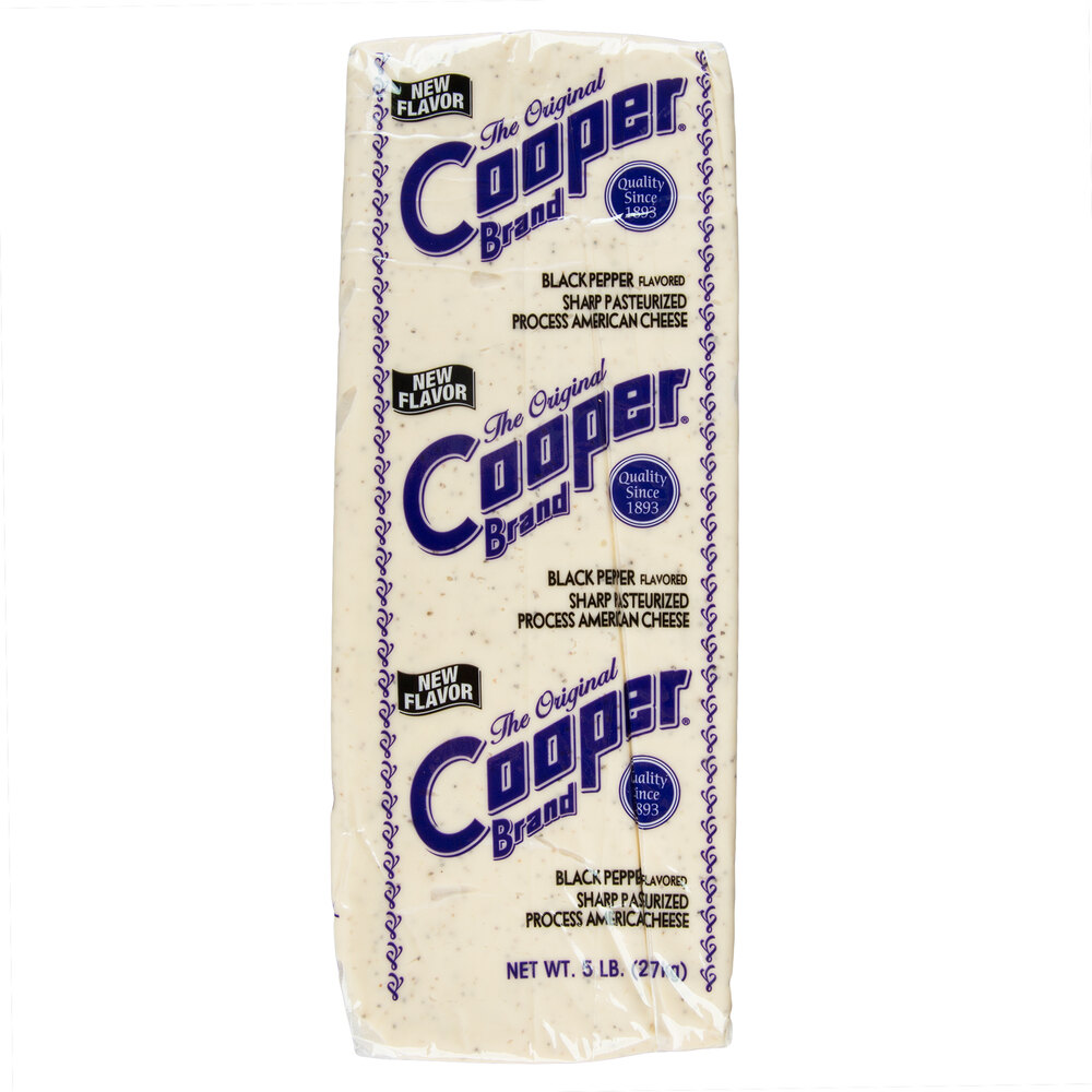 Cooper® Cheese Black Pepper Flavored Sharp White American Cheese 5 lb