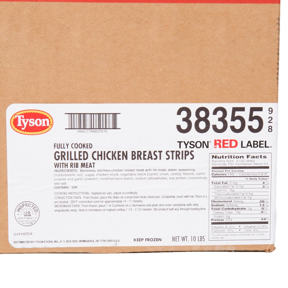 Tyson Red Label 5 lb. Bag of Fully Cooked Grilled Chicken Breast Strips