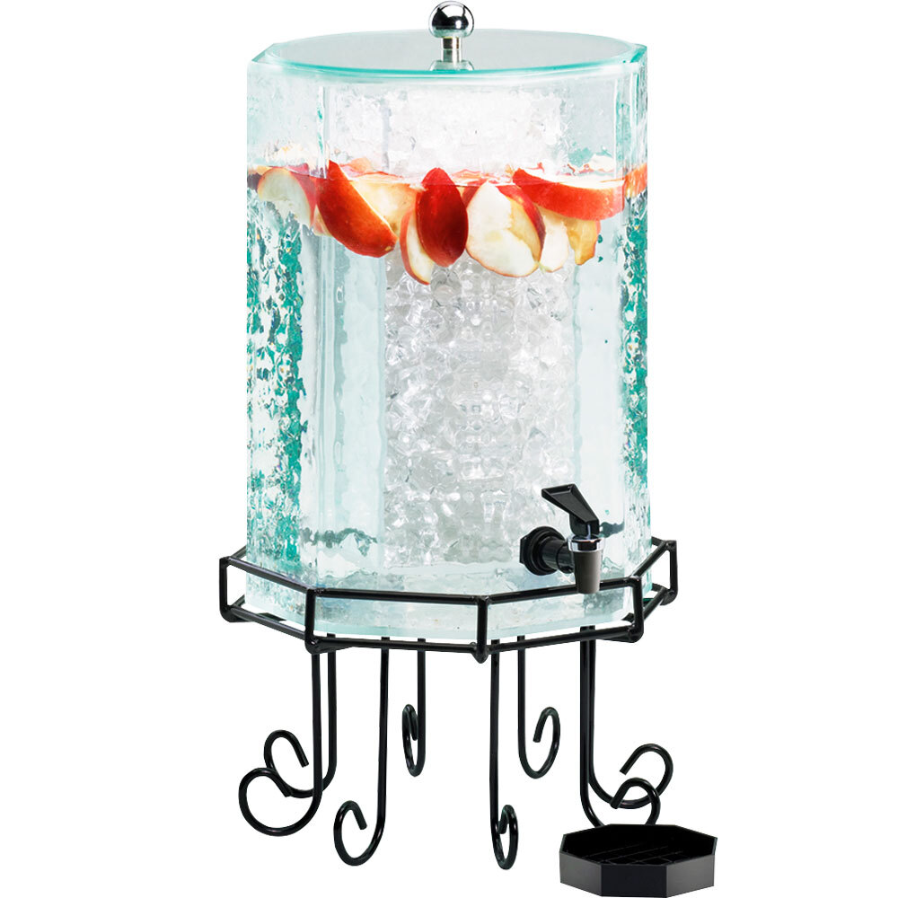 CalMil 9322 Glacier Acrylic 2 Gallon Octagonal Beverage Dispenser with Ice Chamber