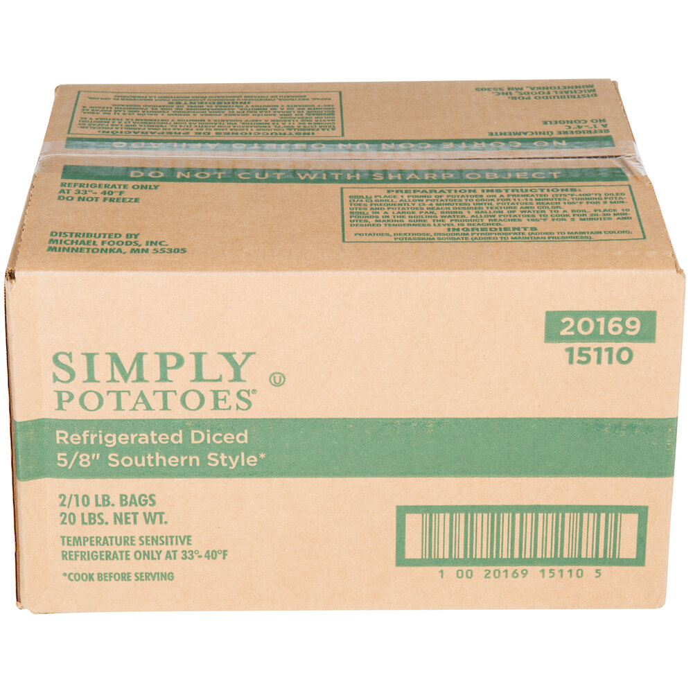 Simply Potatoes Southern Style Diced Potatoes 10 lb. Bag, 2/Case