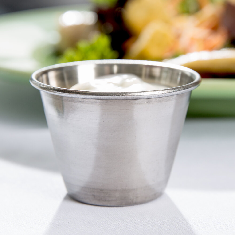 Stainless Steel Condiment Cups, 2.5 oz., Reusable 144/Case