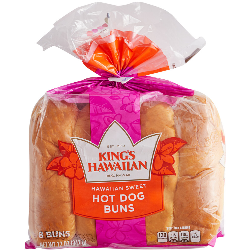 King s Hawaiian 8 Pack Original Hawaiian Sweet Hot Dog Bun 12 Case