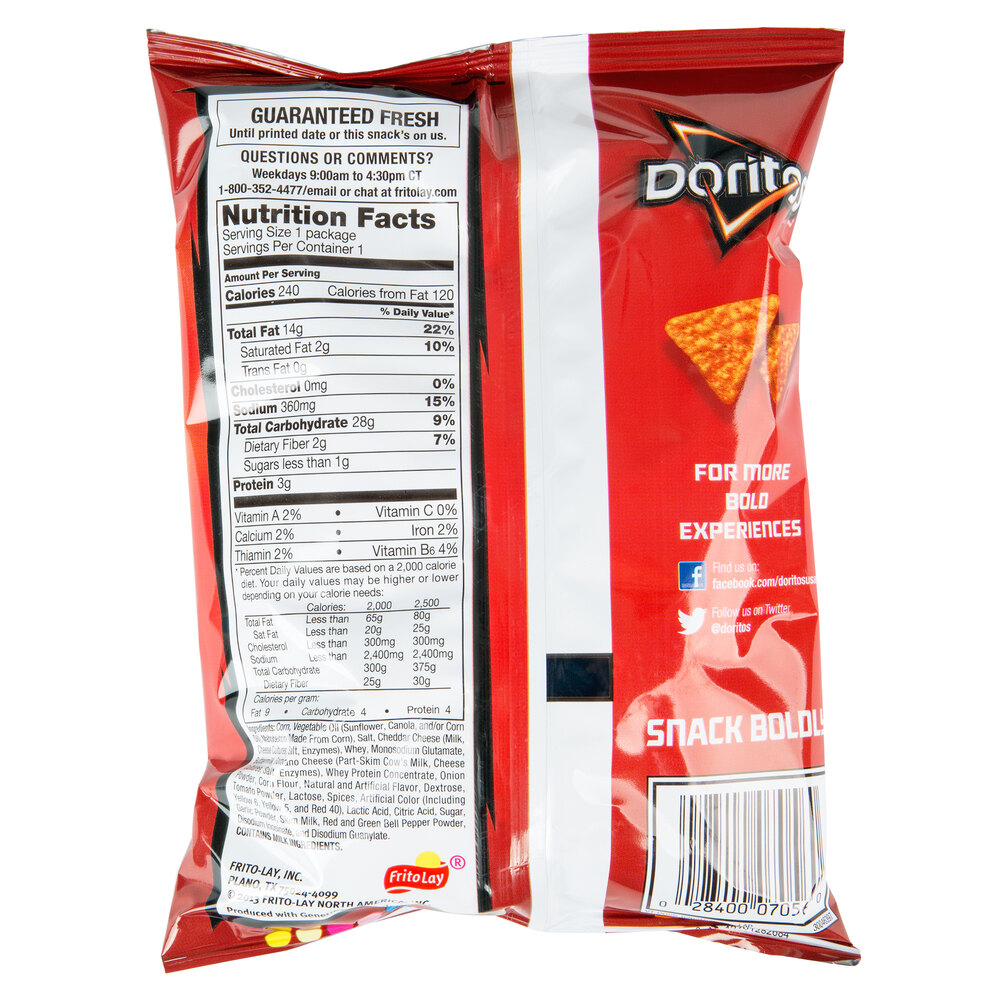 Doritos Individual Bags of Nacho Cheese Flavored Chips 64/Case