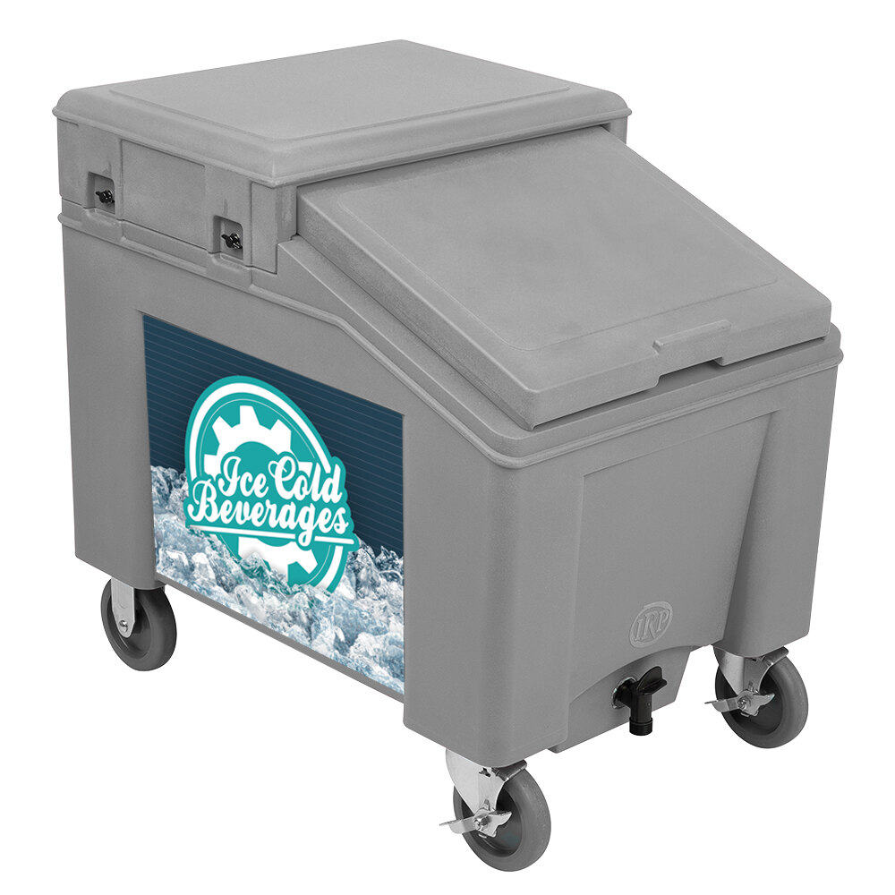 IRP 3100006 Grey Ice Caddy 100 lb. Mobile Ice Bin with Custom Graphic