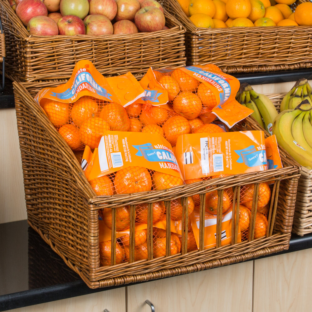 Natural Rectangular Wicker Display Basket 18" x 17" Slant Top