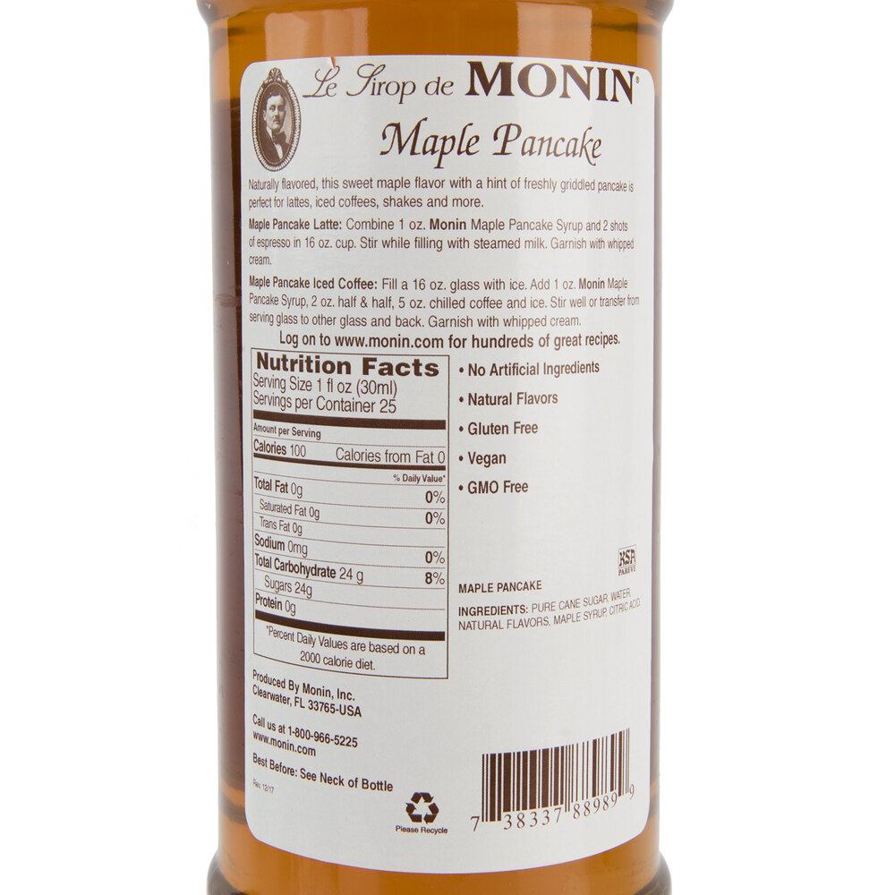 Monin 750 mL Premium Maple Pancake Flavoring Syrup