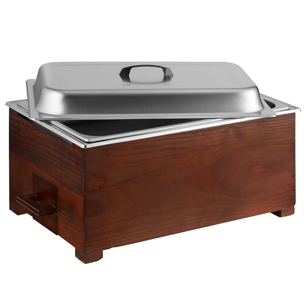 Choice 8.3 Qt. Full Size Wood Chafer with Mahogany Wood Stand and ...