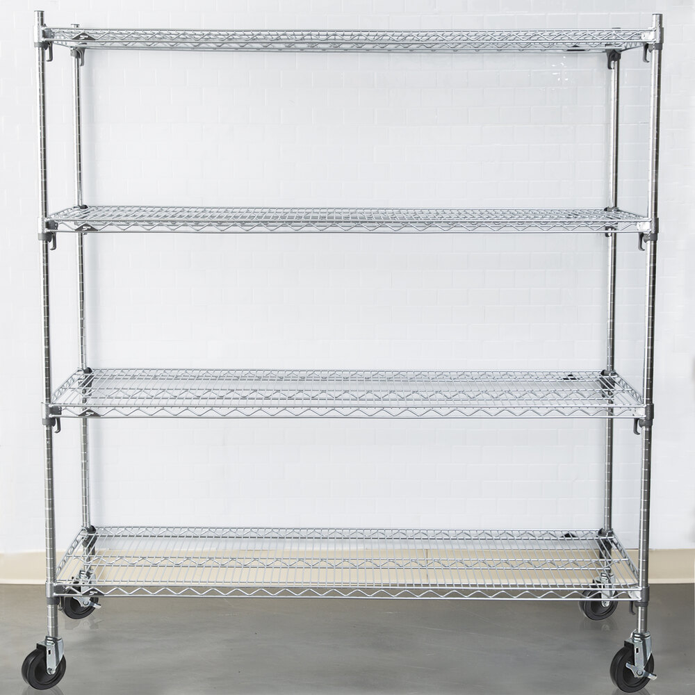 Metro A466EC Super Adjustable Chrome 4 Tier Mobile Shelving Unit with