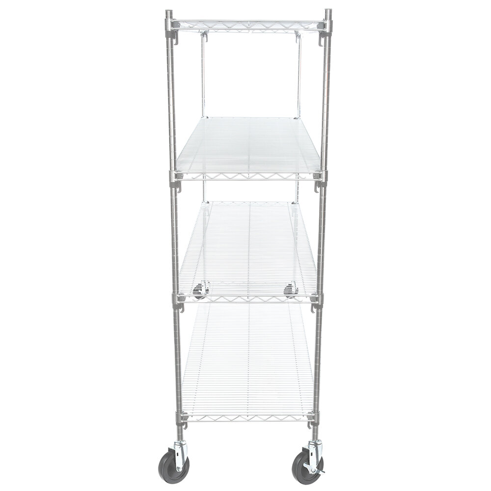 Metro A466EC Super Adjustable Chrome 4 Tier Mobile Shelving Unit with