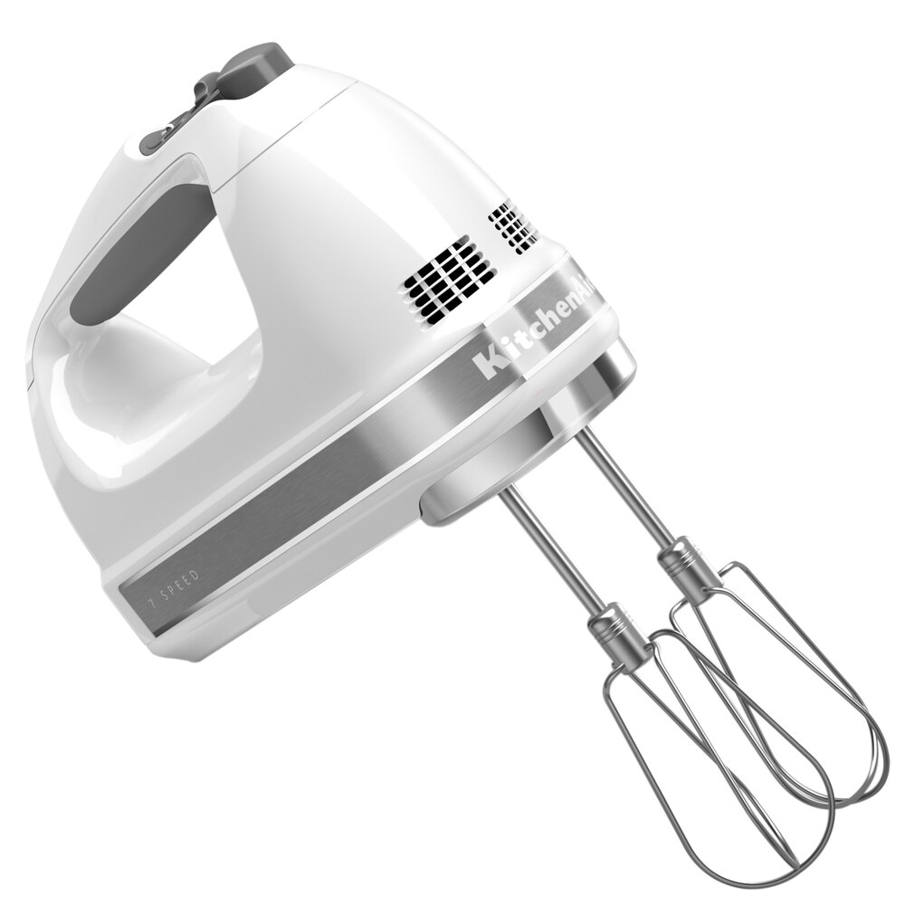 KitchenAid KHM926WH White 9 Speed Hand Mixer with Stainless Steel Turbo