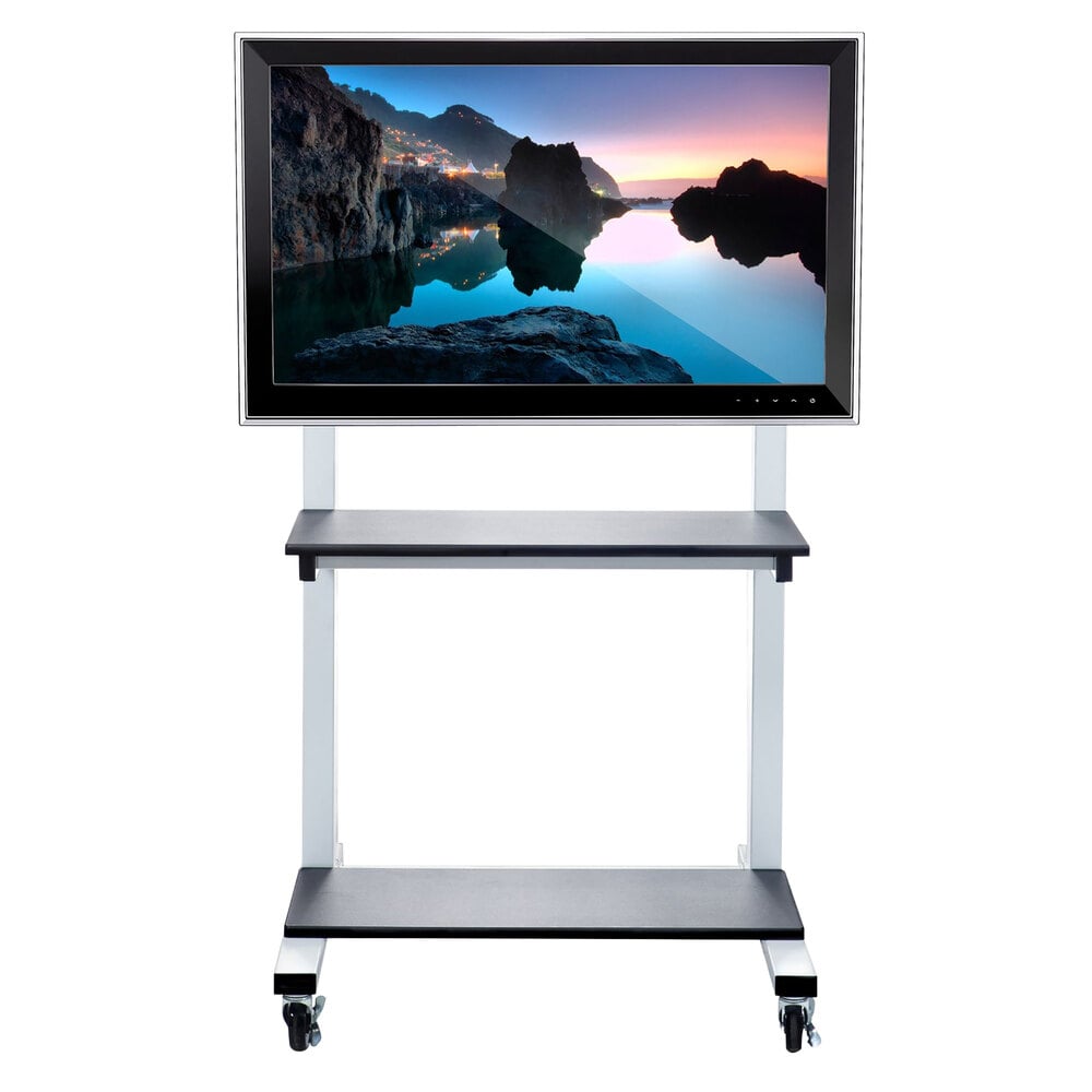 Luxor CLCD Crank Adjustable Height TV Cart with 2 Shelves for 32