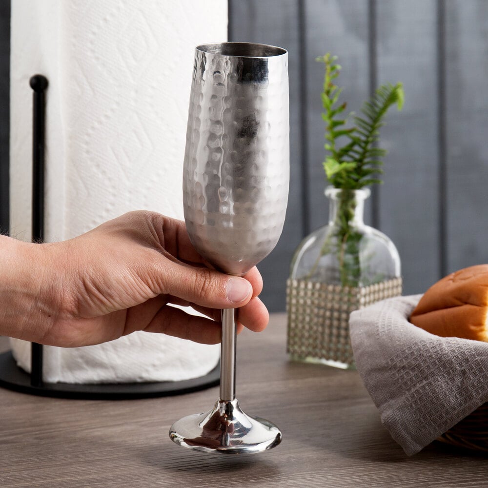 Stainless Steel Champagne Flute Glasses by American Metalcraft (10 oz.)