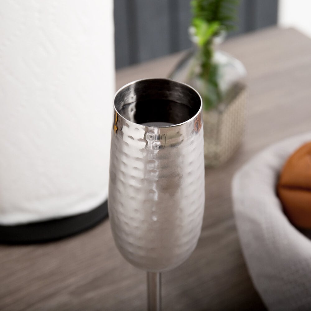 Stainless Steel Champagne Flute Glasses by American Metalcraft (10 oz.)